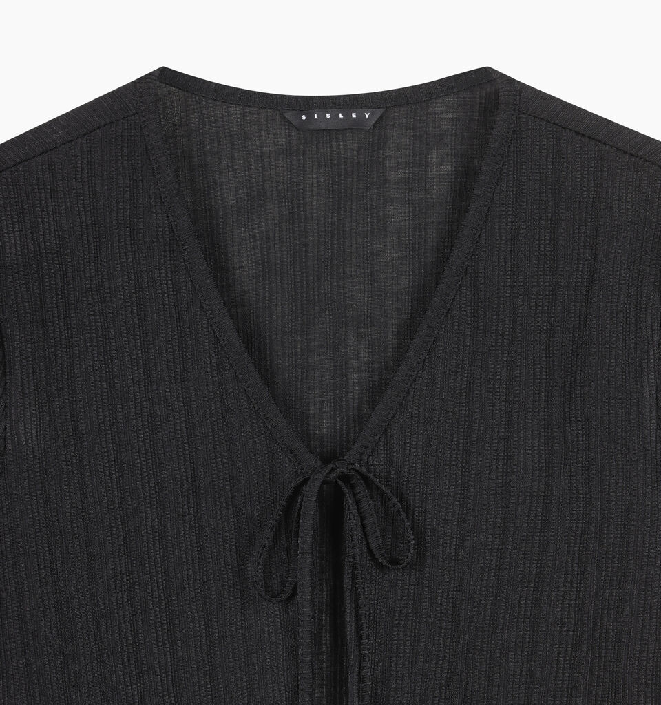 Black cardigan with laces - null - Black | Sisley K image number 3
